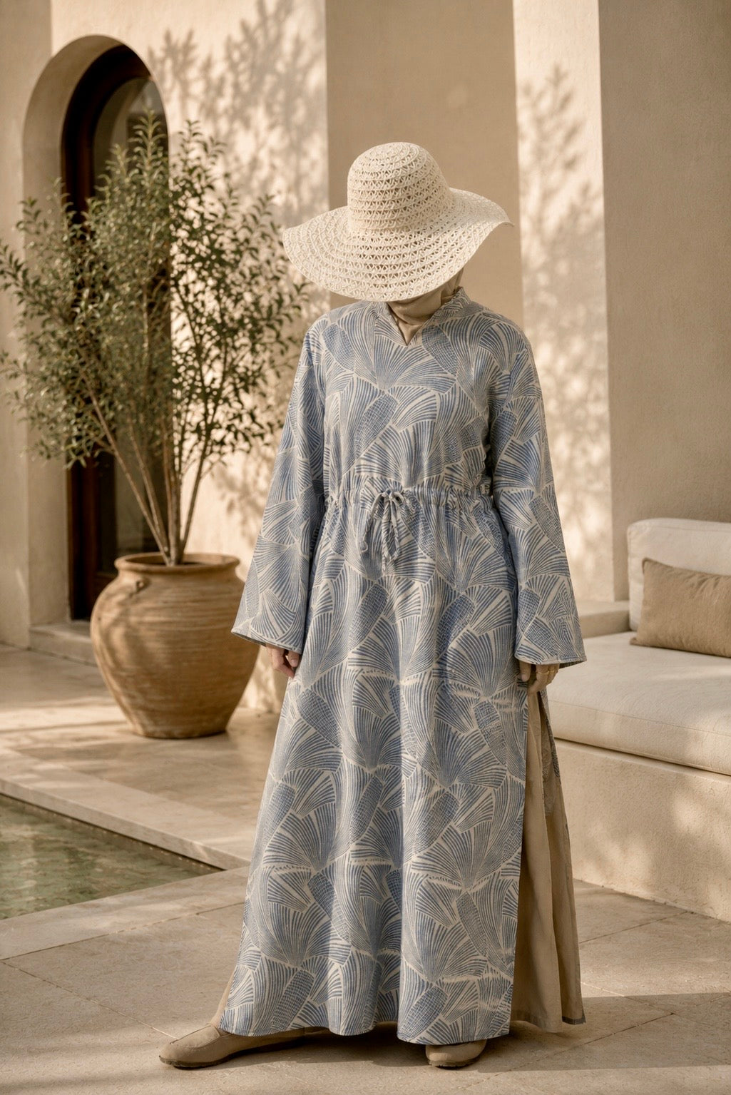 Ocean Slit Linen Dress