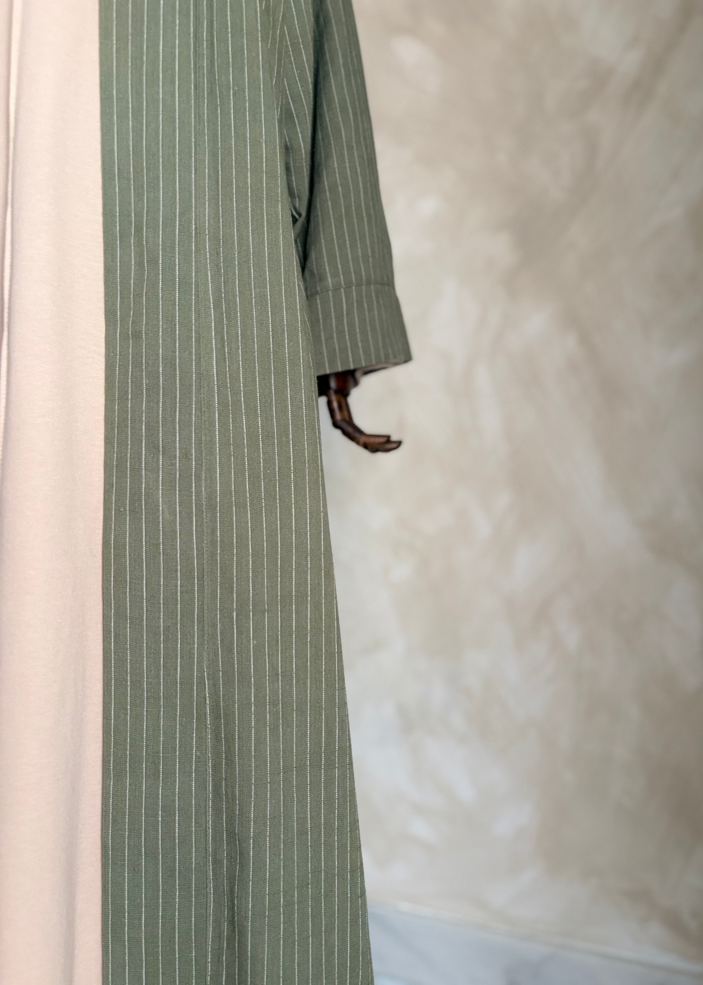 Striped Linen Open Abaya