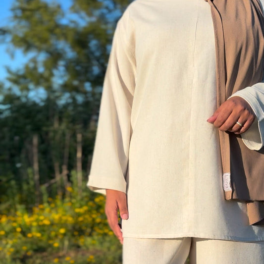 Linen Flowy zip Top