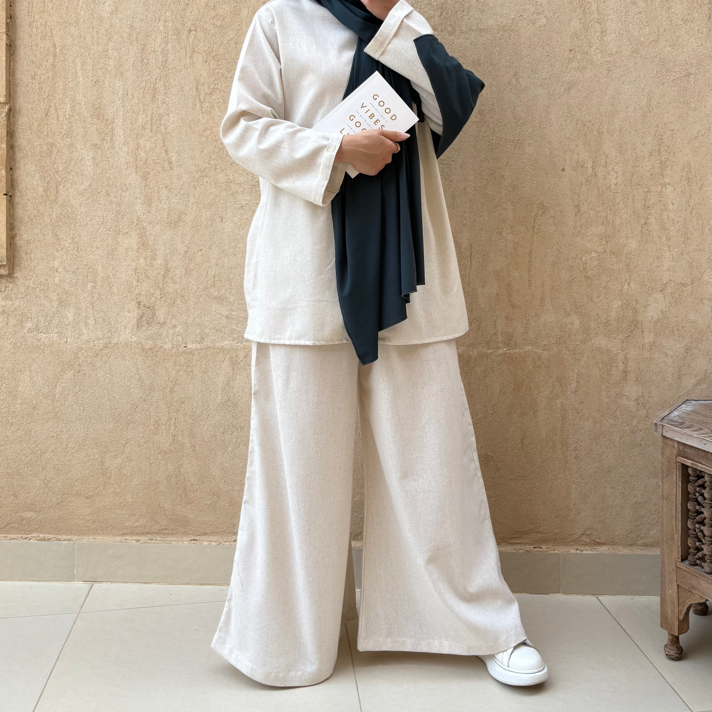 Linen Flowy zip Top